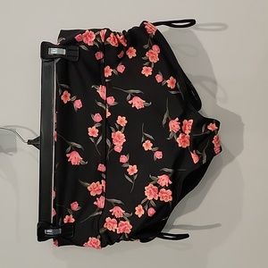 Victoria's Secret PINK  Adjustable side swim short ruched back New black coral